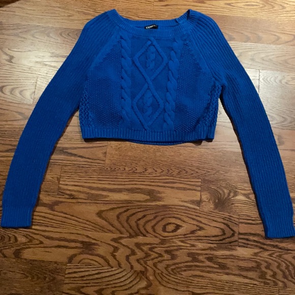 Express Sweaters - Express Blue Crop Sweater